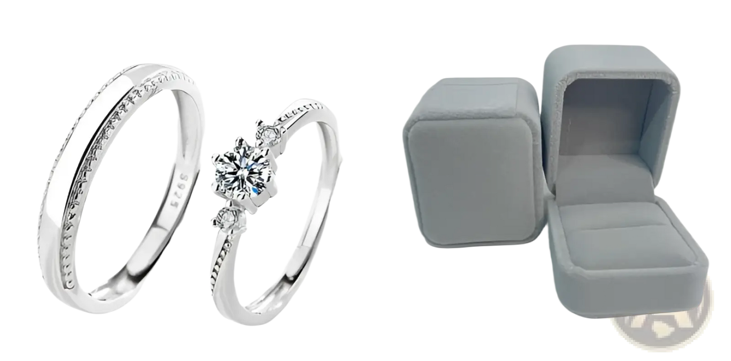 Love at First Sight Diamond Sterling Silver Couple Rings