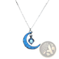 Luminous Heart and Filigree Crescent Moon Pendant Necklace