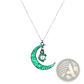 Luminous Heart and Filigree Crescent Moon Pendant Necklace