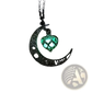 Luminous Heart and Filigree Crescent Moon Pendant Necklace