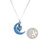Luminous Heart and Filigree Crescent Moon Pendant Necklace