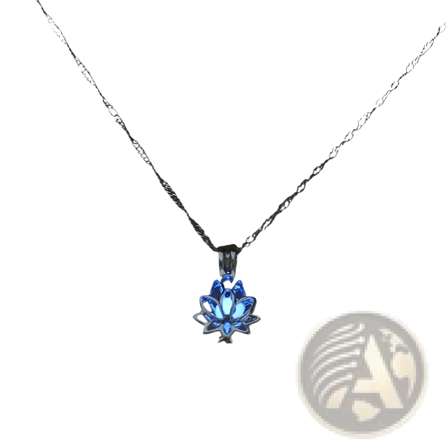 Luminous Lotus Flower Glow Pendant Necklace with Silver Chain