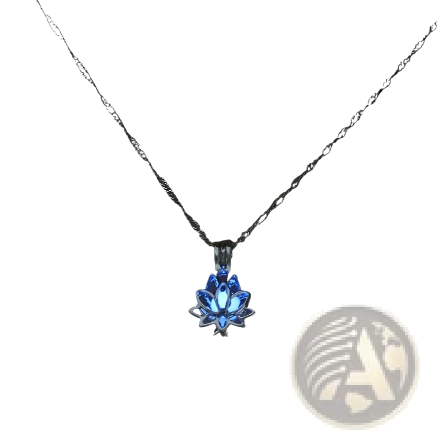 Luminous Lotus Flower Glow Pendant Necklace with Silver Chain