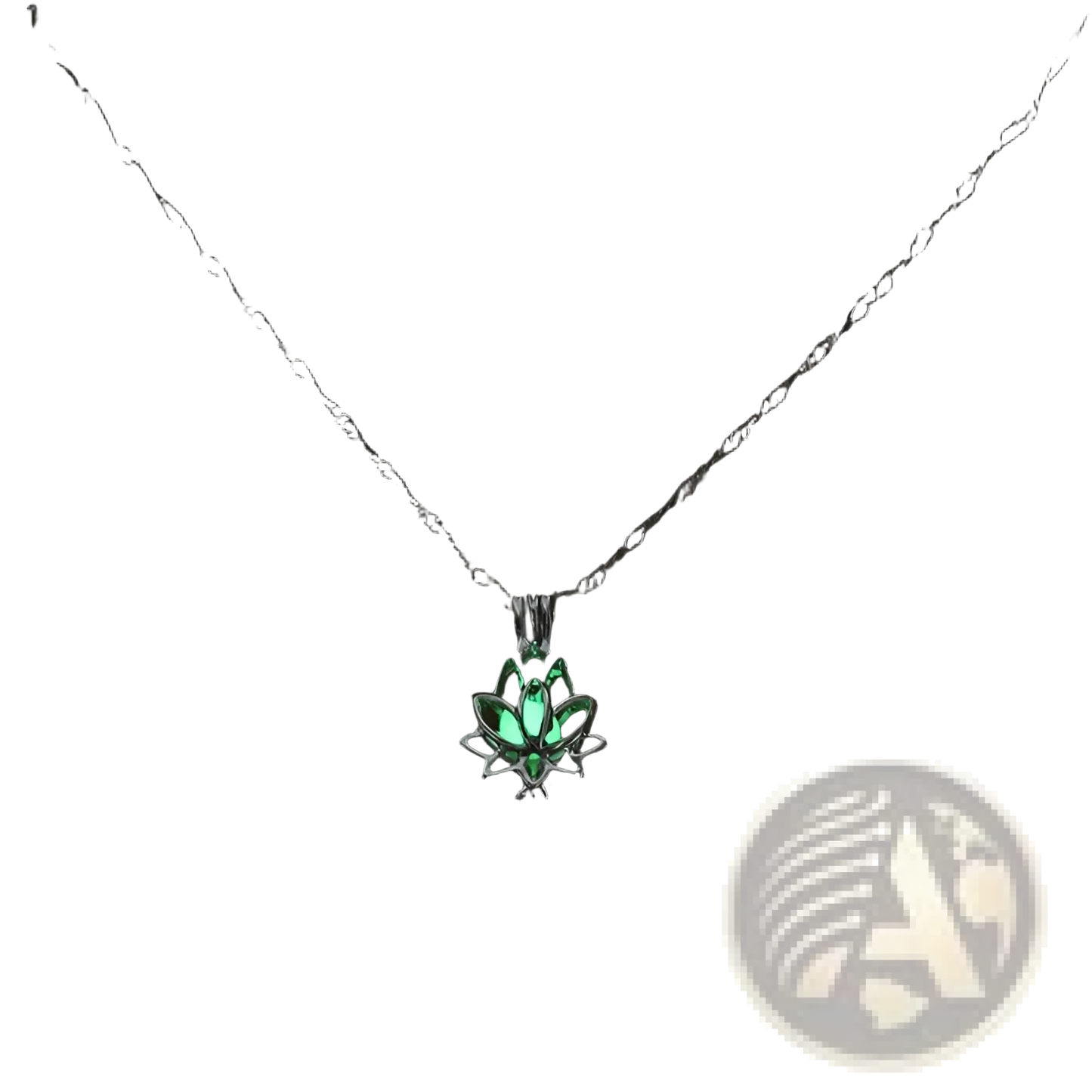 Luminous Lotus Flower Glow Pendant Necklace with Silver Chain