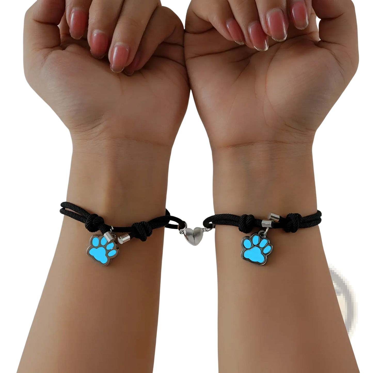 Luminous Magnetic Heart Paw Print Couple Bracelets 2pcs