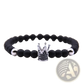 Luxury Zircon Crown Matte Black Beaded Bracelet