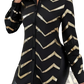 Lyxana Gold Sequin Zigzag Cinched Waist Blouse