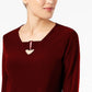 Alfani Women's Petite Keyhole High-Low Top Wine Size Large