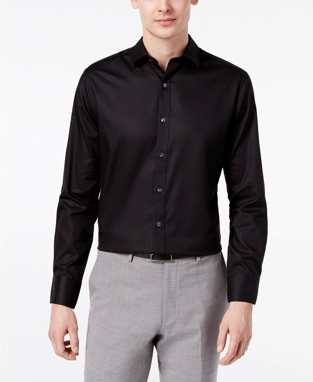 Bar III Men's Slim-Fit Stretch Dress Shirt Black Size 14-32-33