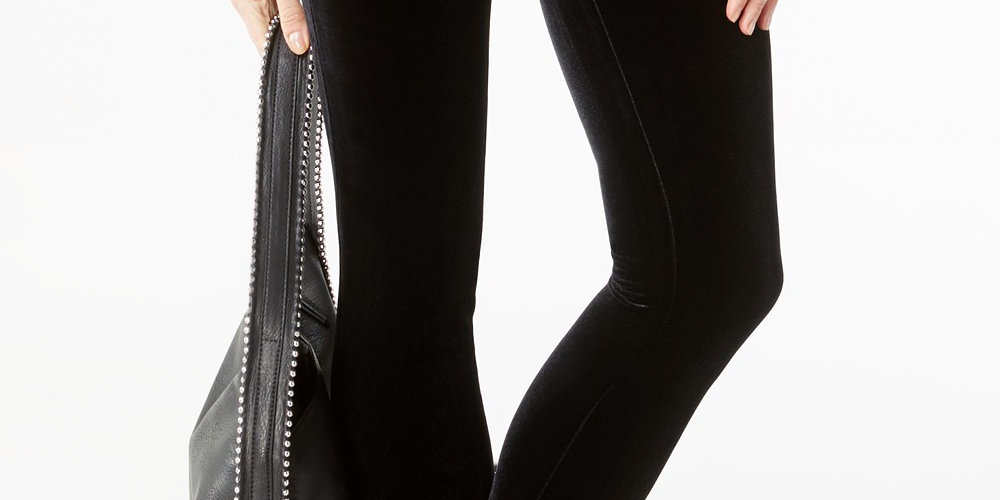 INC International Concepts Women's Velvet Skinny Pants Black Size 8