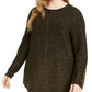 Alfani Women's Plus Size Metallic Ribbed-Knit Tunic Sweater Black Size 3X