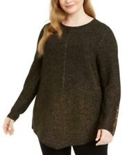 Alfani Women's Plus Size Metallic Ribbed-Knit Tunic Sweater Black Size 3X