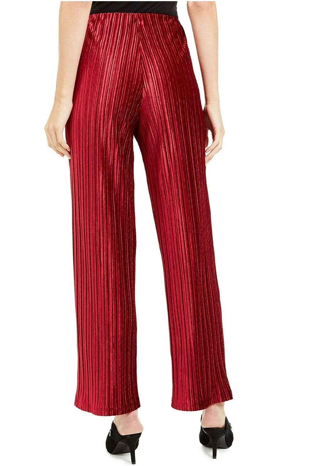 Alfani Women's Pull-On Velvet Wide-Leg Pants Red Size 2 Extra Large