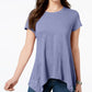 Style & Co Women's Handkerchief-Hem T-Shirt  Purple Size Extra Small