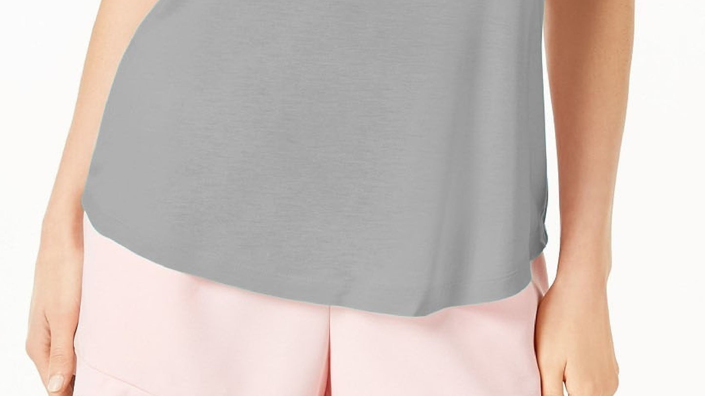 Maison Jules Women's Scoop-Neck Tank Top Gray Size Large