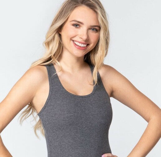 Maison Jules Women's Scoop-Neck Tank Top Charcoal Size Small