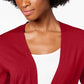 Charter Club Women's Open-Front Cardigan Red Size Small