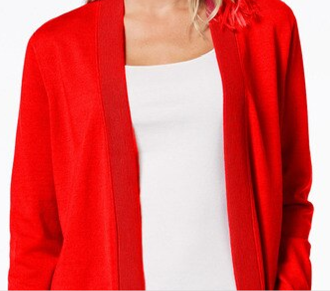 Charter Club Women's Open-Front Cardigan Red Size X-Small