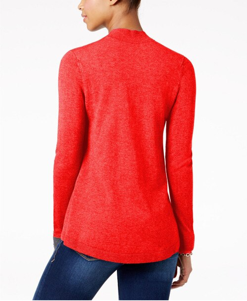 Charter Club Women's Open-Front Cardigan Red Size X-Small