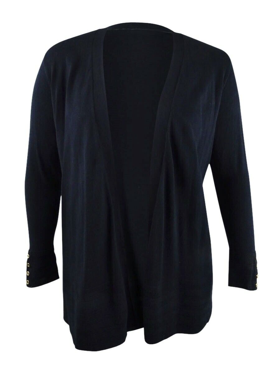 Charter Club Women's Plus Size Pointelle-Trim Completer Cardigan Black Size OX