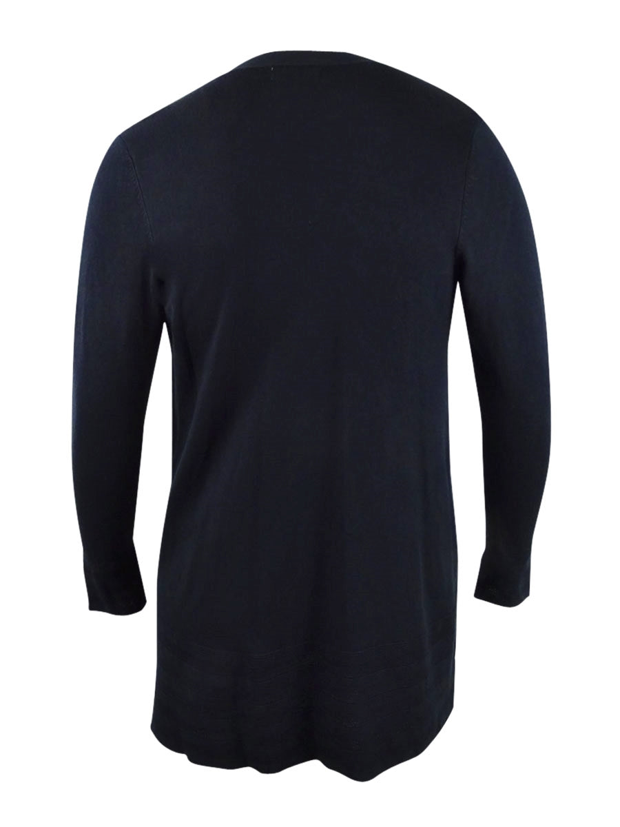 Charter Club Women's Plus Size Pointelle-Trim Completer Cardigan Black Size OX