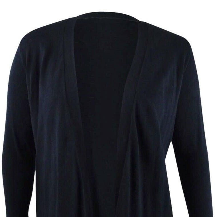 Charter Club Women's Plus Size Pointelle-Trim Completer Cardigan Black Size OX