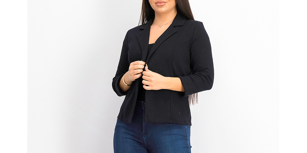 Maison Jules Women's 3/4 Sleeve Knit Blazer Deep Black Size 2 Extra Small