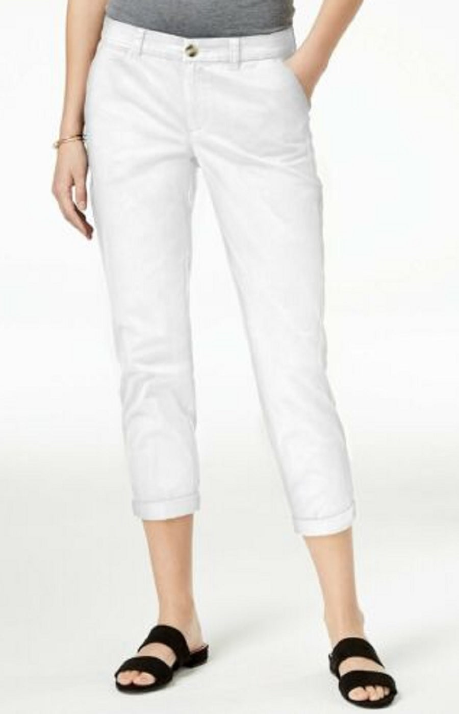 Maison Jules Women's Slim Ankle Pants White Size 8