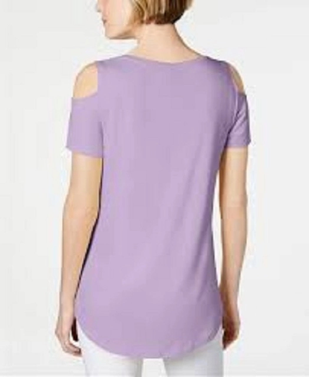 JM Collection Women's Cold Shoulder Swing T-Shirt Purple Size Small