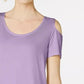 JM Collection Women's Cold Shoulder Swing T-Shirt Purple Size Small