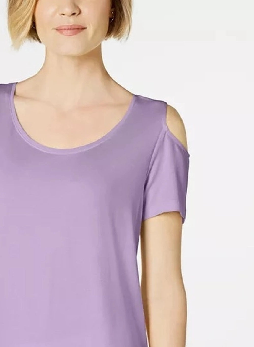 JM Collection Women's Cold Shoulder Swing T-Shirt Purple Size Small