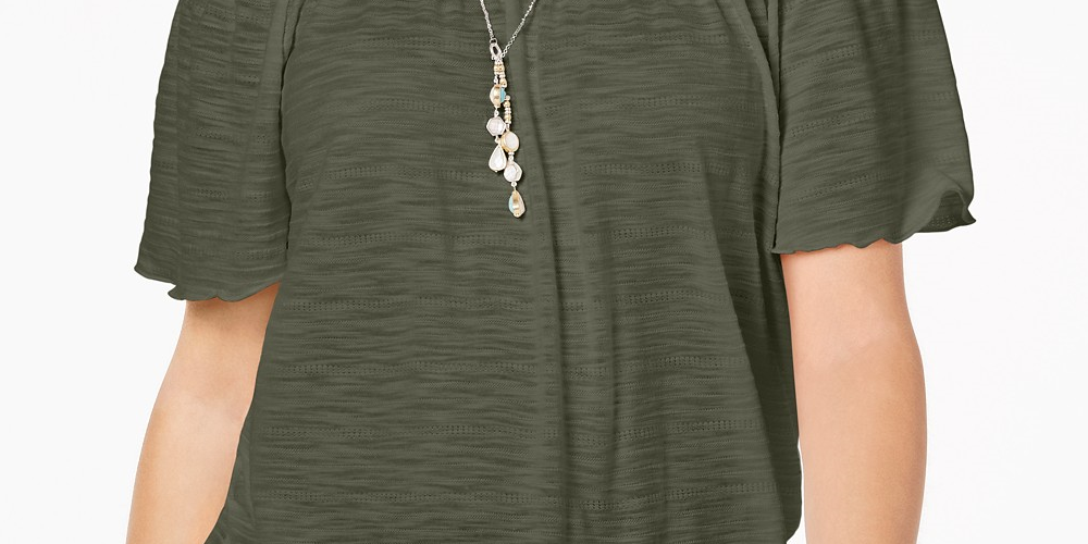 Style & Co Women's Convertible Off-The-Shoulder Top Med Green Size XS