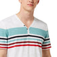 INC International Concepts Men's Striped Split-Neck T-Shirt White Size XXL