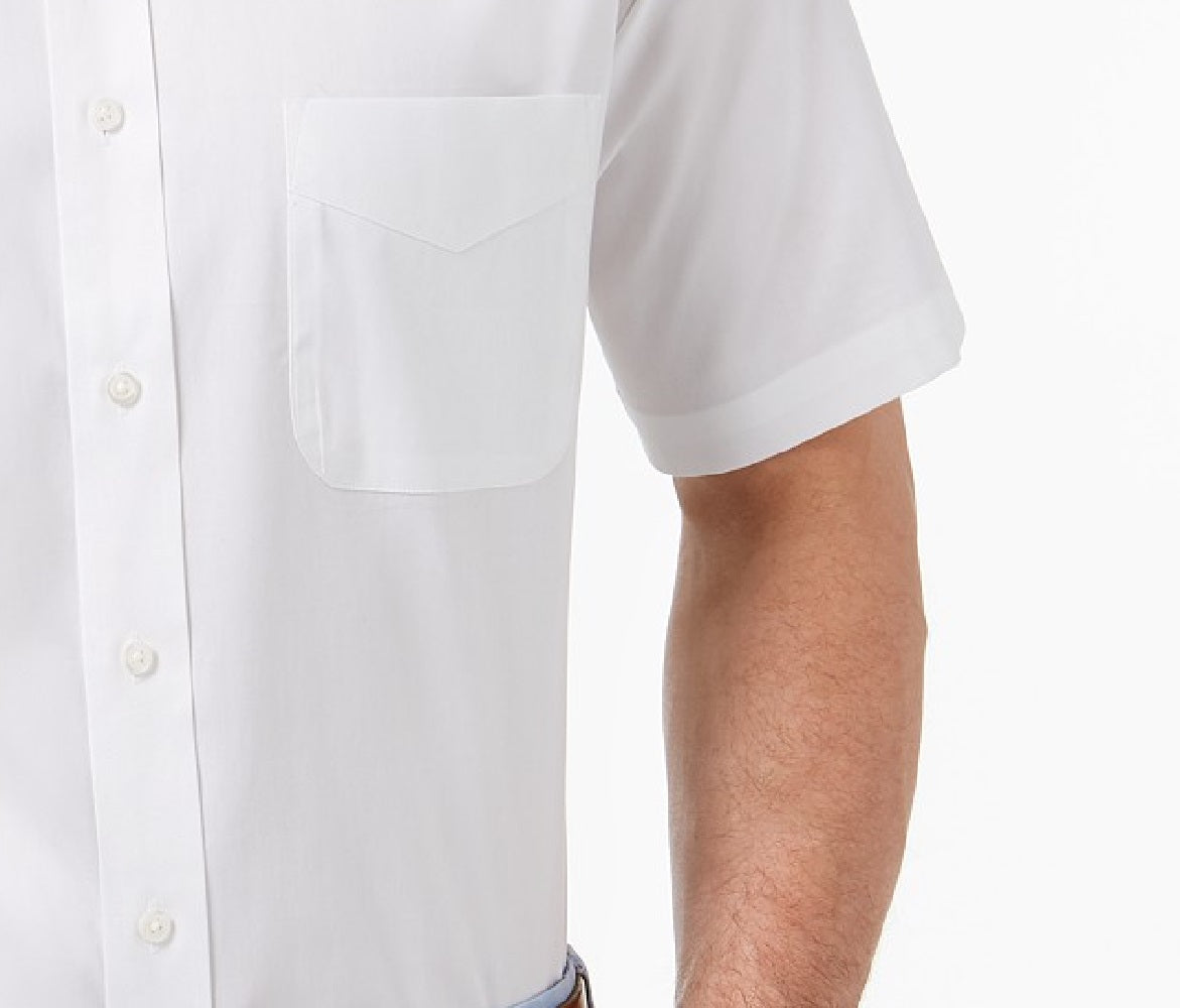 Club Room Men's Regular Fit Wrinkle-Resistant Dress Shirt White Size Small