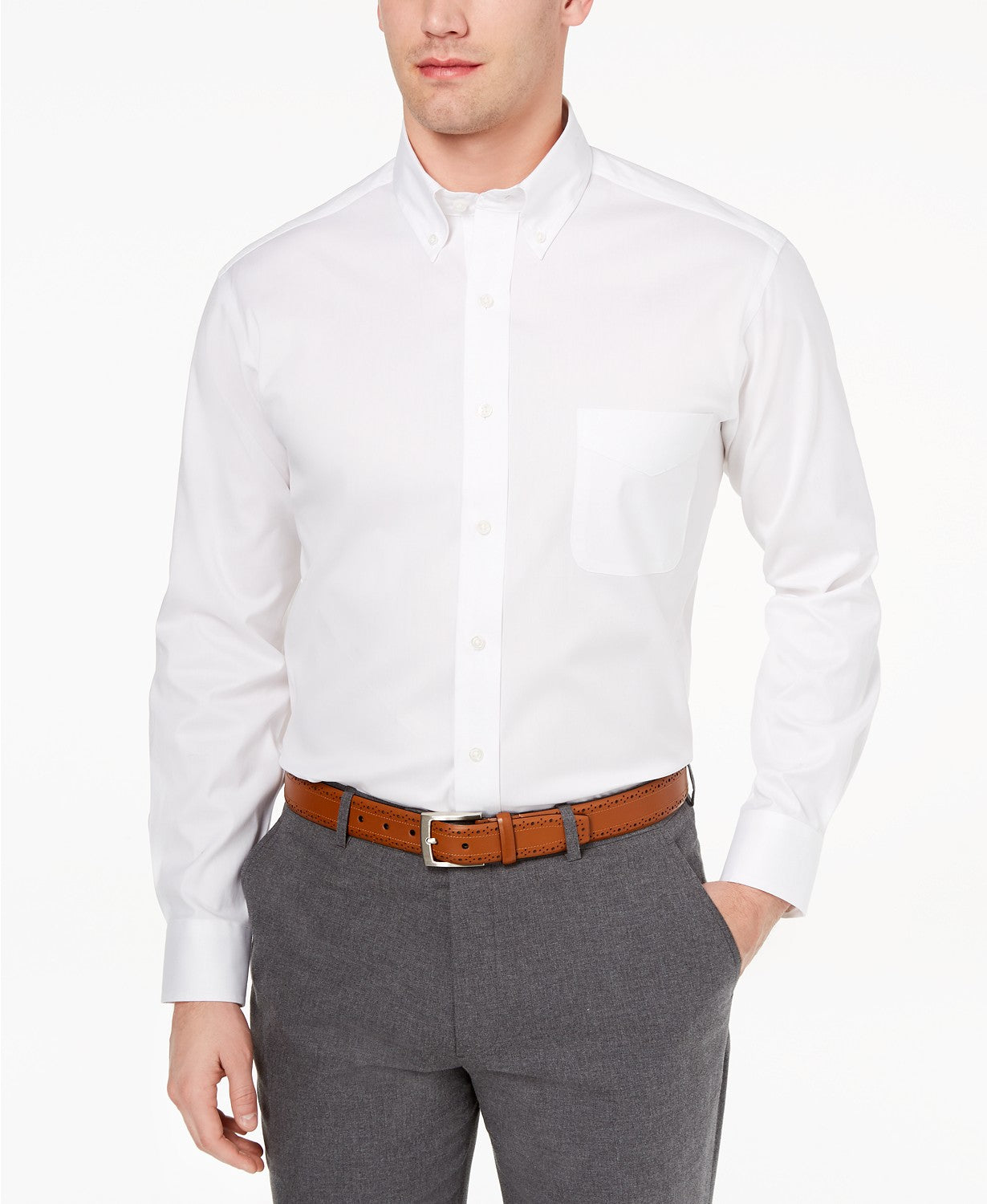 Club Room Men's Slim-Fit Pinpoint Solid Dress Shirt White Size 17.5x34-35