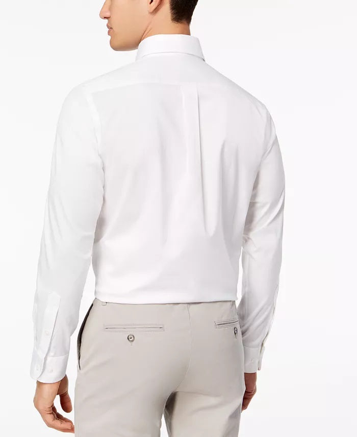Club Room Men's Performance Wrinkle-Resistant Pinpoint Solid Dress Shirt White Size 34-35