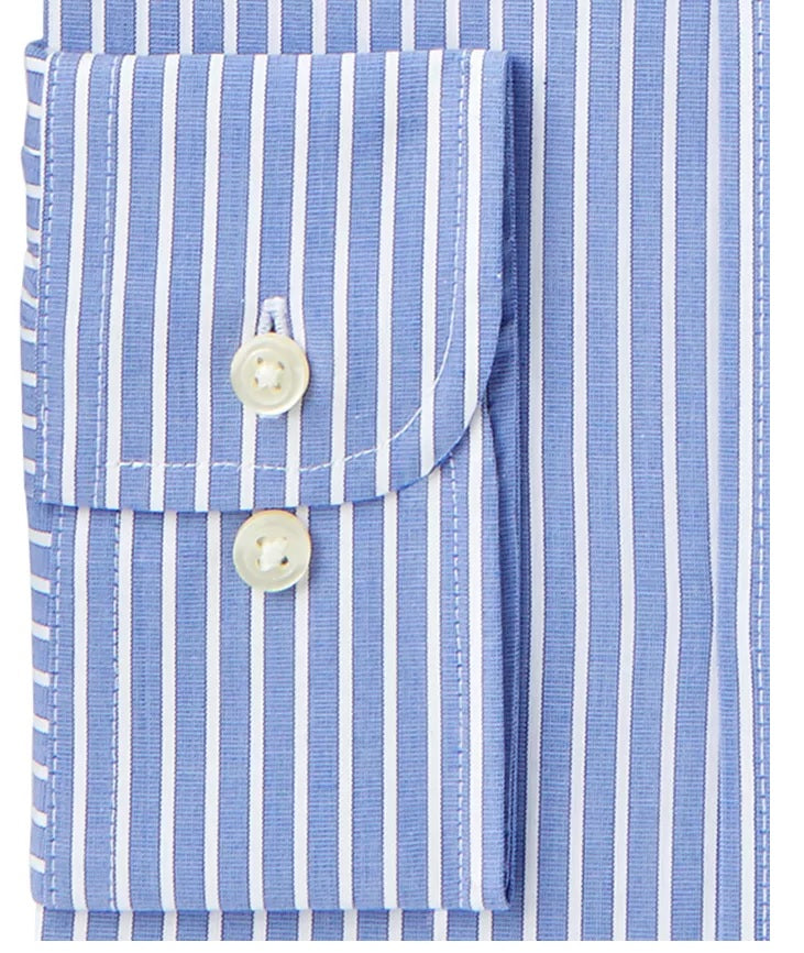 Club Room Men's Slim-Fit Performance Wrinkle-Resistant Striped Dress Shirt Navy Size 18-34-35