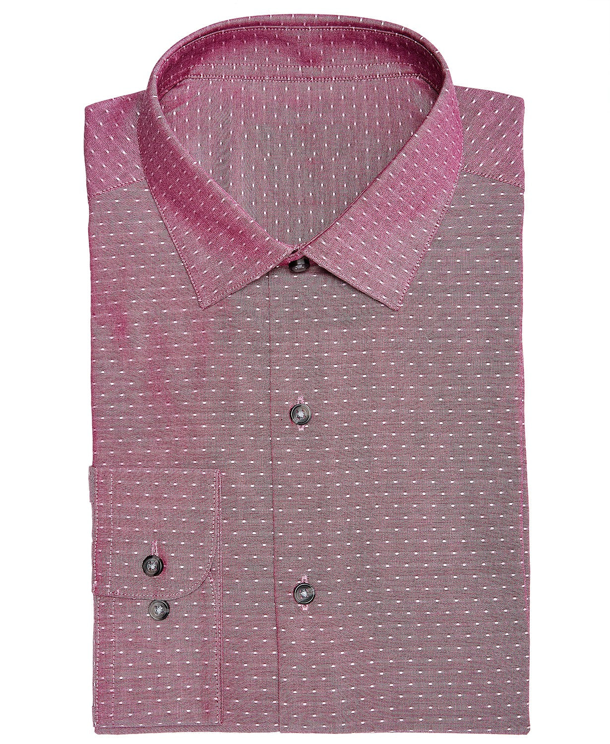 Bar III Men's Slim-Fit Stretch Easy-Care Large Dobby Dot Dress Shirt Red Size 34-35