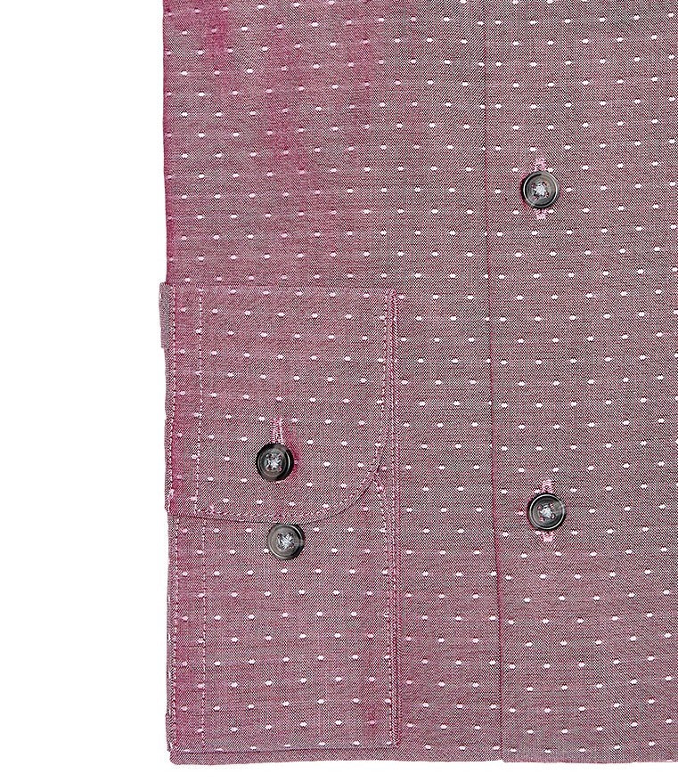 बार III पुरुषों की स्लिम-फिट स्ट्रेच इजी-केयर लार्ज डॉबी डॉट ड्रेस शर्ट लाल साइज़ 36-37