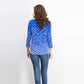 Charter Club Women's Pima Cotton Button-Shoulder Print Top  Blue Size 2 Extra Large