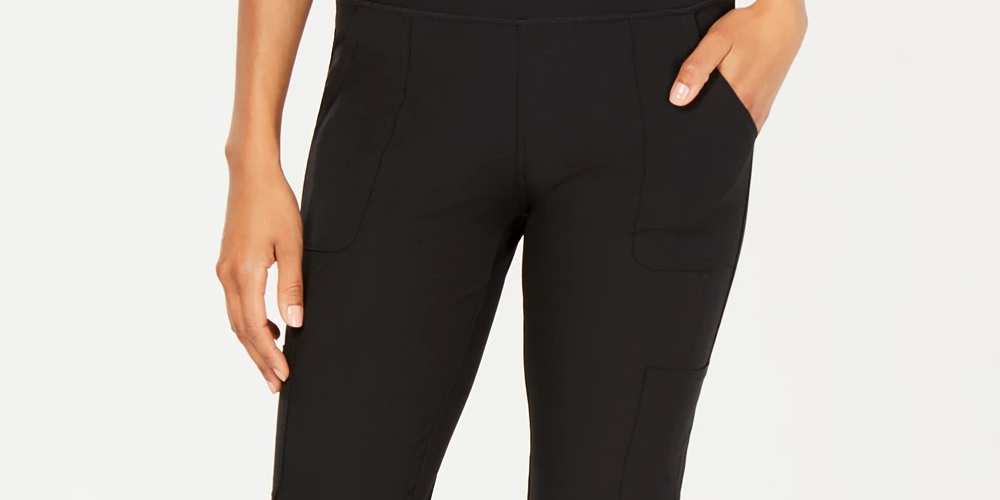 Ideology Women's Knit Back Woven Pants Black Size X-Small