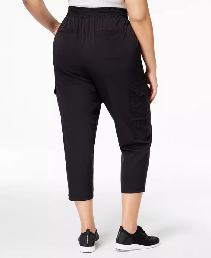 Ideology Women's Plus Size Recycled Woven Cargo Pants Black Size 1X
