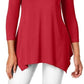 JM Women's Collection V-Neck Handkerchief-Hem Top Red Size Extra Small