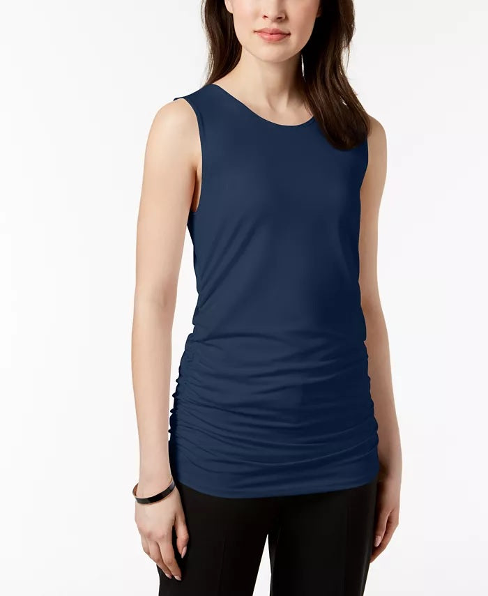 Alfani Women's Ruched Tank Top Dark Blue Size Medium