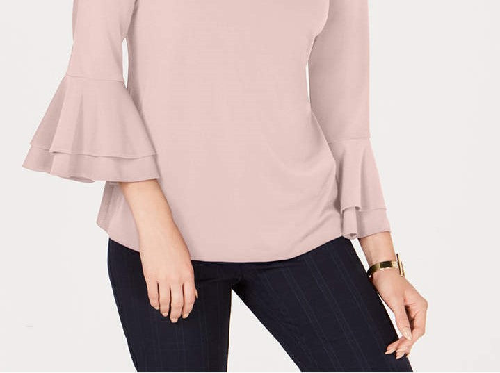 Charter Club Women's Bell-Sleeve Keyhole Top Pink Size Medium