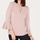 Charter Club Women's Bell-Sleeve Keyhole Top Pink Size Small