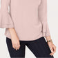 Charter Club Women's Bell-Sleeve Keyhole Top Pink Size Small