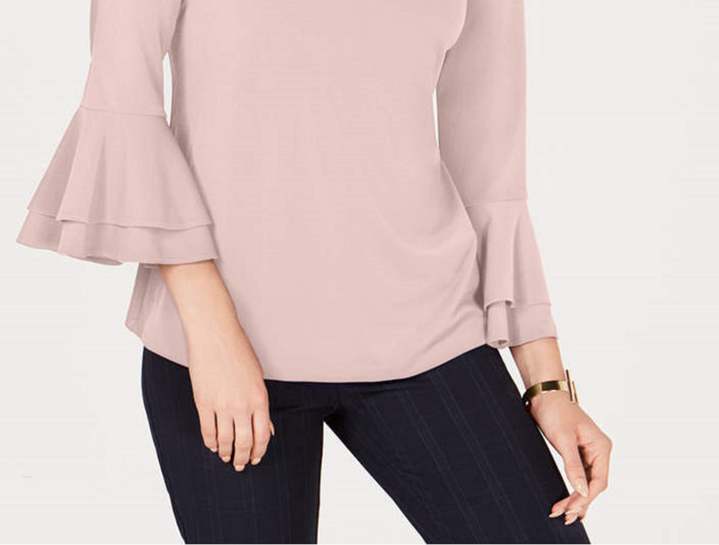 Charter Club Women's Bell-Sleeve Keyhole Top Pink Size Small
