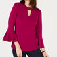Charter Club Women's Bell-Sleeve Keyhole Top Purple Size X-Small