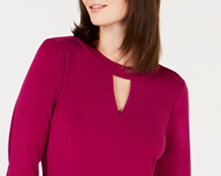 Charter Club Women's Bell-Sleeve Keyhole Top Purple Size X-Small